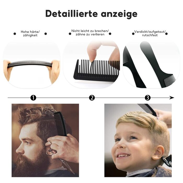 Набір гребінців для волосся, 7 шт. Масажні гребінці для розслаблення, гребінець з гнучкими м'якими шпильками для жінок, чоловіків, дітей (чорний)