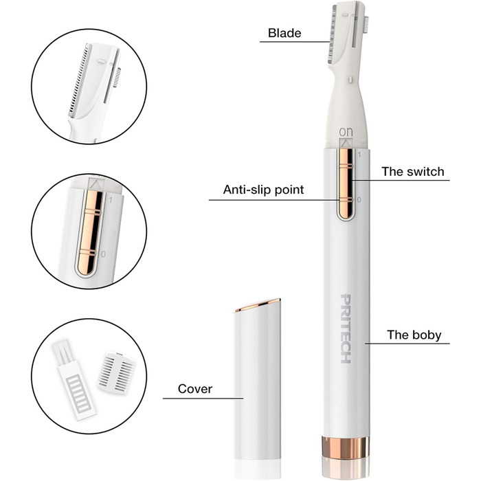 Електричний триммер для брів та обличчя для жінок Gold: прецизійна стрижка, безпечне гоління