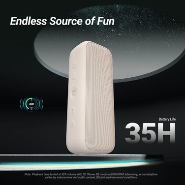 BOGASING G6: Портативна Bluetooth колонка 30W, 35 год, IPX6, USB, TF, AUX, мікрофон - Бежевий