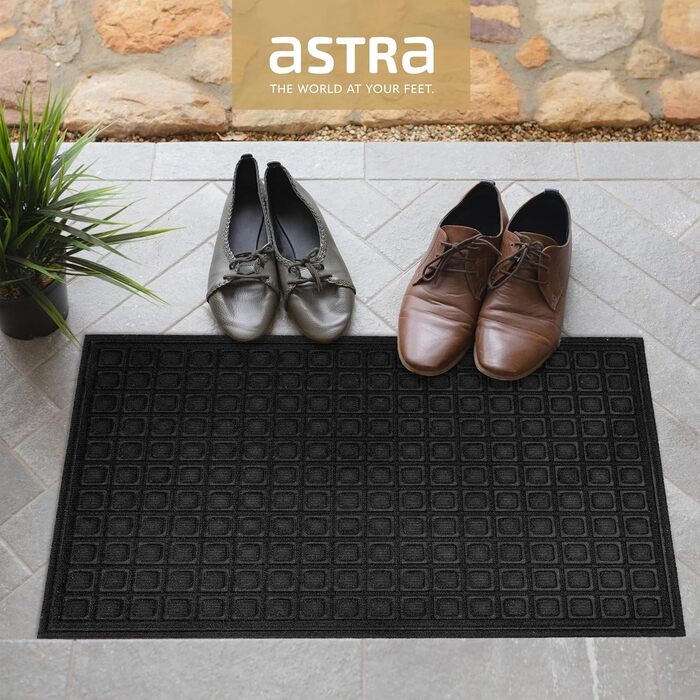 Килимок привідний Astra протибрудний та протиковзаючий для вхідної зони та балкона, стійкий до погодних умов, 40x60 см, чорний у клітинку