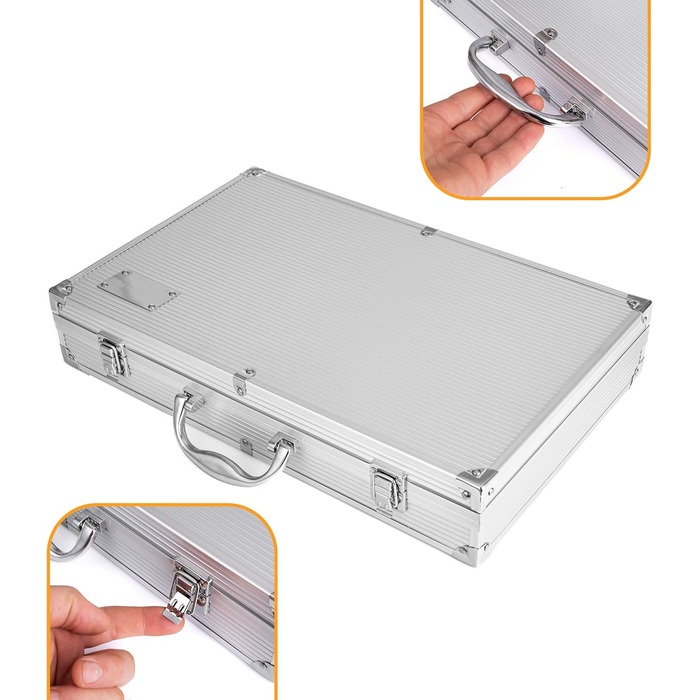 Набір гриль-посуду Lehmann LGAGA-YAN006 у металевому кейсі, 26 предметів, нержавіюча сталь, аксесуари для барбекю, преміум-якість, подарунок для чоловіків