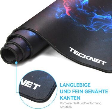 TECKNET XXL килимок для миші Speed Gaming, 900x400 мм, чорний, для геймерів, вологостійкий, з покращеною поверхнею для точності та швидкості, антиковзаюча гумова основа (дизайн 