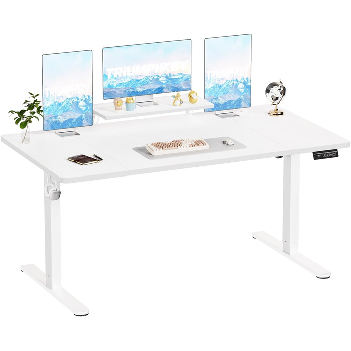 Adjustable Height Standing Desk with Monitor Stand - 120x60cm & 180x80cm White