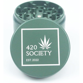 Преміальна керамічна гріндер-крашер 420 Society, 4-частинна, антипригарна, для спецій, Nano-кераміка, комплект 420SCTY Care, темно-зелений