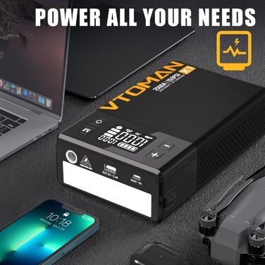 VTOMAN X1 Портативний пусковий пристрій з повітряним компресором, 2500A, акумуляторний, для автомобілів з бензиновими (до 8,5 л) та дизельними (до 6 л) двигунами, цифровий надувний насос 150 PSI, 12V, зарядний пристрій