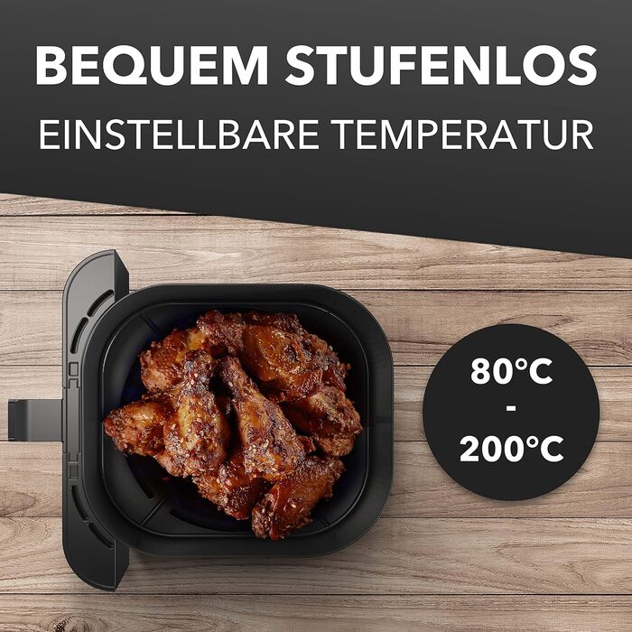 Clatronic® XXL Hot Air Fryer - 5L Fryer | Hot air for fat-free frying | Stainless steel air fryer with digital touchscreen | 360° Air-Flow | Hot air fryer with 8 programs | FR 3782 H