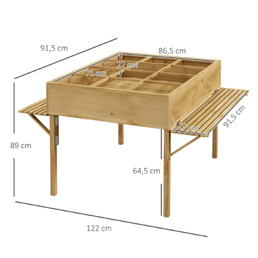Outsunny Raised Garden Bed, Folding Cold Frame with 12 Dividers, Herb Garden Planter Box, Flower Box, 122x91.5x89cm with Natural Wood and Fleece Fabric