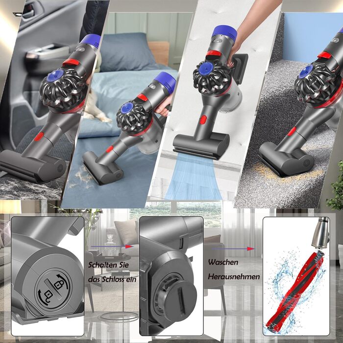 Електрична насадка для миття підлоги Dyson V15, V11, V10, V8, V7 - з баком та 6 змінними мікрофібрами (міні-щітка)