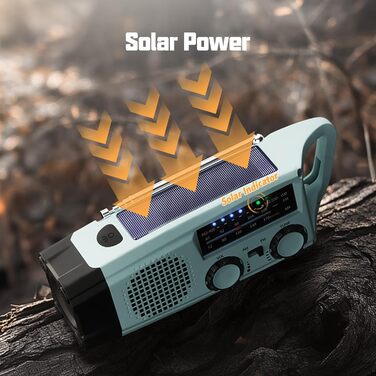 Радіо на сонячній батареї та з ручкою, 2000mAh, Power Bank, SOS-сигнал, ліхтарик, AM/FM, для кемпінгу та надзвичайних ситуацій