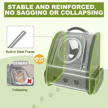 Рюкзак-переноска для котів та собак PENCCOR, розширюваний, сірий. Зручний рюкзак-транспортер для подорожей з домашніми тваринами. Дихаючий рюкзак для великих котів та маленьких собак.