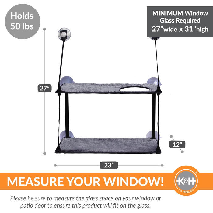 Кіттензіл K&H EZ Window Mount - Двоярусне ліжко для котів на віконний підвіс