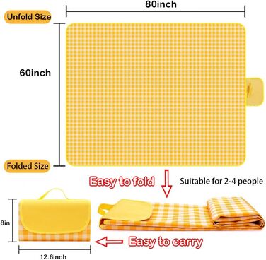 Великий пляжний рушник RUIBOLU для пікніка на 2-4 особи, водонепроникний, швидковисихаючий, для подорожей, кемпінгу, пляжу, парку (темно-синій в клітинку)