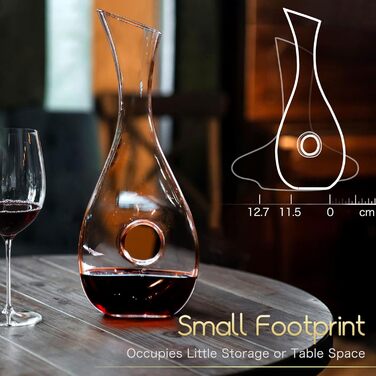 NUTRIUPS Crystal Glass Wine Carafe, 1.2L Wine Decanter, Red Wine Decanter for 375ml & Cork Closure Wine Decanter, Handmade, Drip-Free