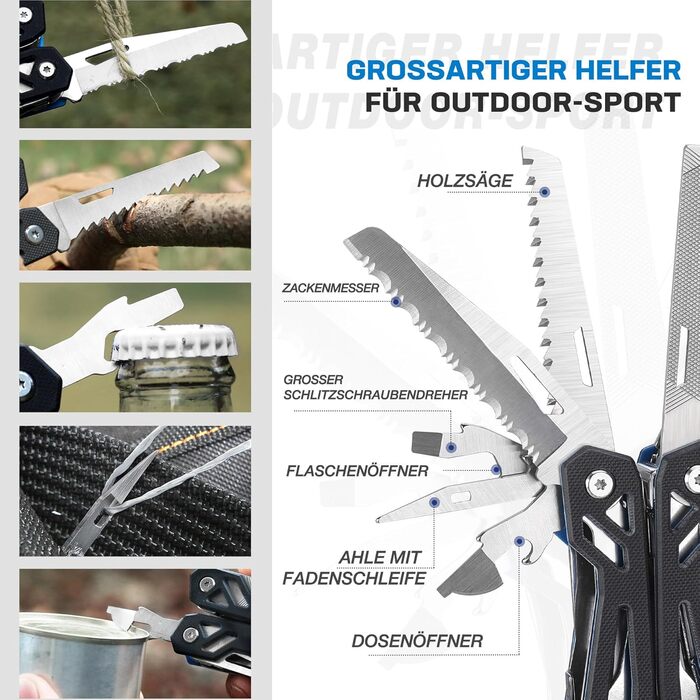 Мультитул Mossy Oak 21 в 1 з плоскогубцями та складаним ножем для кемпінгу, туризму та ремонту, з G10-ручкою та сумкою