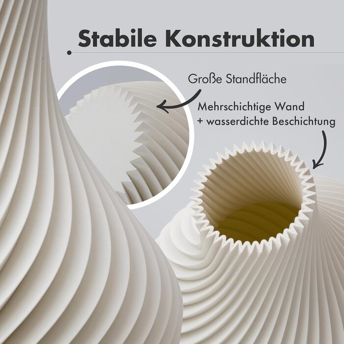 Ваза NATUMO Design 'Longi' – сучасна ваза для квітів з міцного пластику, біла, 18 см