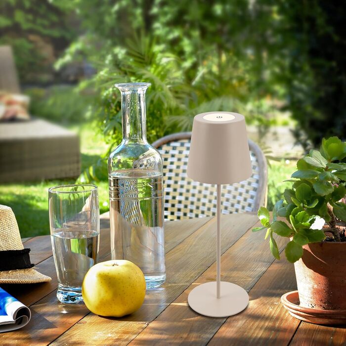 Світлодіодна настільна лампа Briloner бездротова з сенсорним керуванням, димування, регульована висота, бежева 36x10.5 см