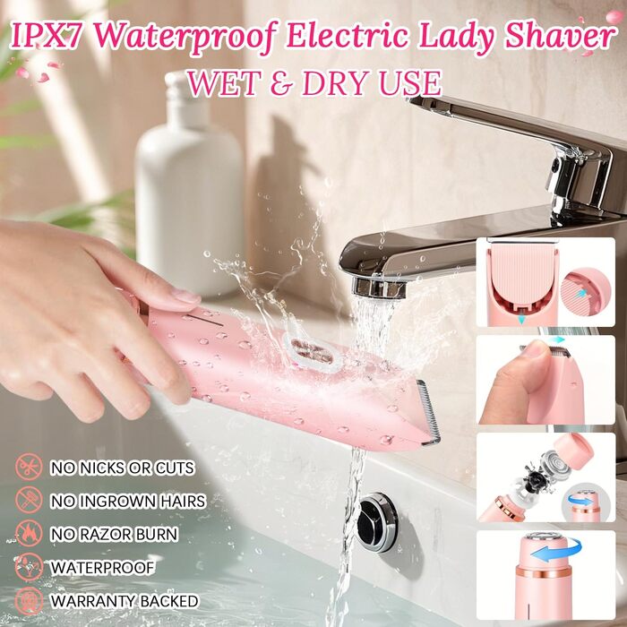 Електричний жіночий триммер Silky Splash 2-в-1 для бікіні та тіла, водонепроникний, USB, рожевий