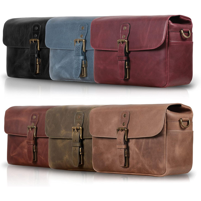 Чохол для камери MegaGear Torres з натуральної шкіри, оливковий (синій)