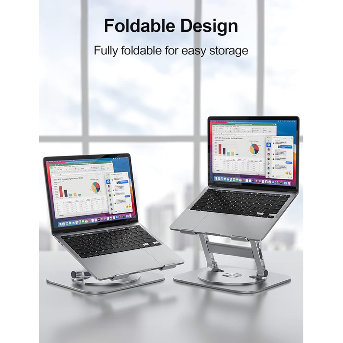 MCHOSE Adjustable Laptop Stand - Ergonomic Aluminum Laptop Riser for Desk - 360° Rotation - Compatible with MacBook Air & 10-17' Laptops