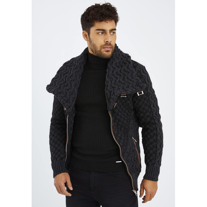 Чоловічий кардиган Leif Nelson з блискавкою, Regular Fit, антрацит/чорний, 3XL