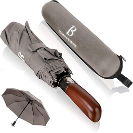 Чорний парасолька LOGAN & BARNES Dublin: стійкий до 140 км/год, з дерев'яною ручкою та тефлоновим покриттям