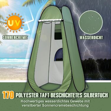 Charmofun Pop Up Camping Shower Tent with UV Protection - Portable Toilet & Changing Tent for Beach & Outdoor Use (Green)