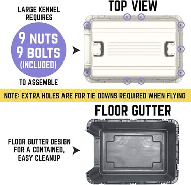 Клітка для собак Sport Pet Designs, пластикова, на колесах, для подорожей, сіра, розмір L (80 x 56 x 58 см)