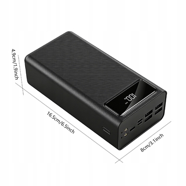 Повербанк 50 000 mAh з ліхтариком та вбудованими кабелями (4xUSB, USB-C, Lightning)