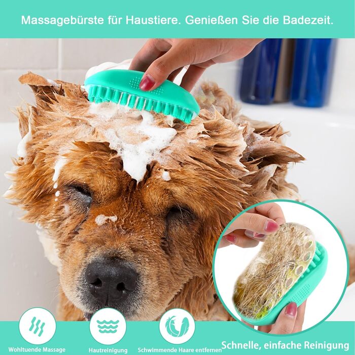 Щітка для собак і котів, самоочисна, для вичісування підшерстка та відмерлого волосся, ідеальна для довгошерстих та короткошерстих порід, делікатна до шкіри, зменшує випадіння шерсті, синя (зелена - набір 5 в 1)