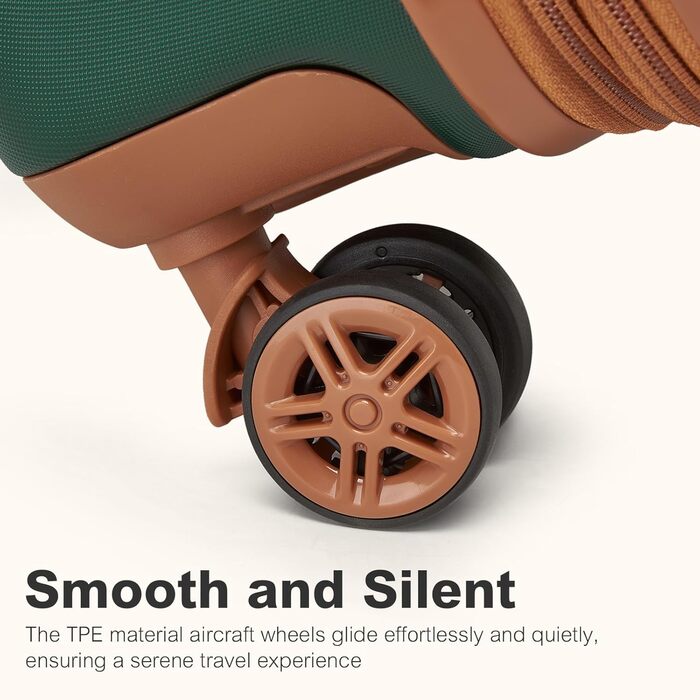 Чемодан-валіза KONO Trolley XL з ABS+PC, 4 колеса, TSA-замок (кремовий/коричневий) та M(55см) темно-зелений/коричневий