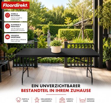 Складний буфетний стіл Floordirekt Kyoto 180x73 см пластиковий для саду, тераси, балкону, кемпінгу на 6 осіб