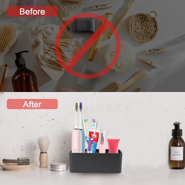 Bathroom Toothbrush Holder, Toothpaste Holder, Stand, Bathroom Organizer for Toothbrushes, Makeup Brush Holder (Black)