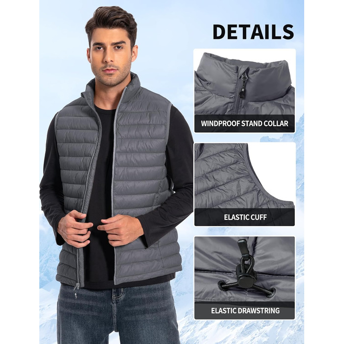 Чоловіча жилетка Pioneer Camp Leichte Pufferweste: легка, стеганая, водонепроникна, з можливістю складання, для роботи, відпочинку, подорожей (сірий)