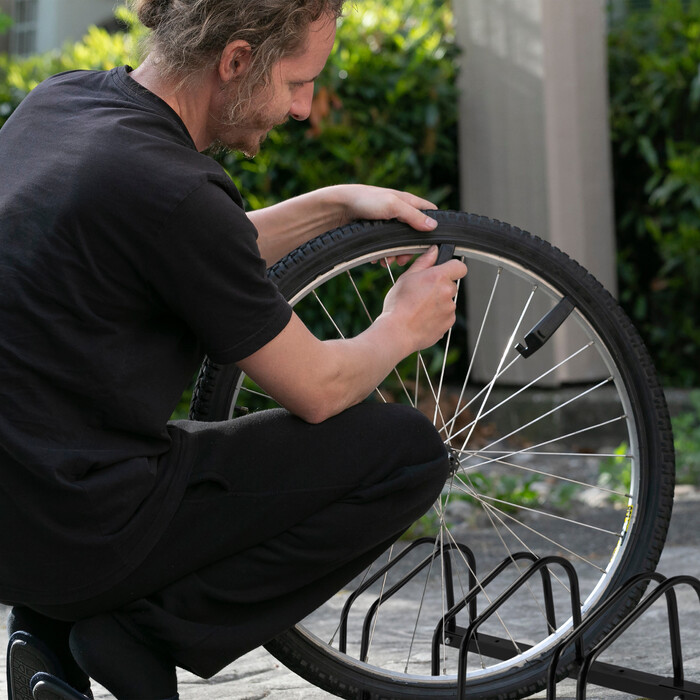 Relaxdays Bicycle Stand for 3 Bicycles, Black