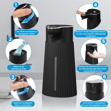 Електричний дозатор мила 400 мл з сенсором, автоматичний диспенсер піни для мила, настінний, білий, USB, IPX6 вологостійкий