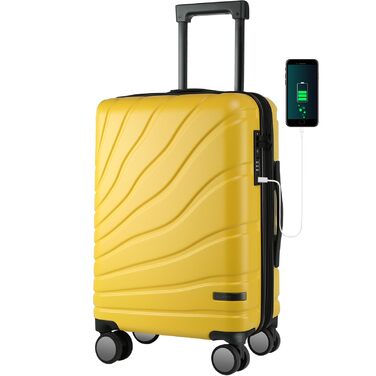 Жовтий валіз Vankean 20 дюймів з спінінг-колесами та TSA-замком, розширюваний, згідно з вимогами авіакомпаній