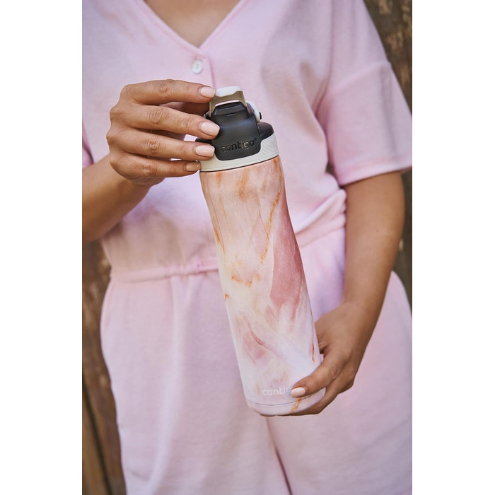 Contigo Autoseal Chill Stainless Steel Water Bottle with Autoseal Technology, Insulated Bottle Keeps Drinks Cold for Up to 28 Hours, Leak-Proof, BPA-Free, 720 ml (Rose Quartz)