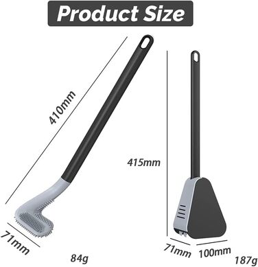 Набір для чищення унітазу Ellxen: щітка з силіконовою щетиною та тримачем (чорний)