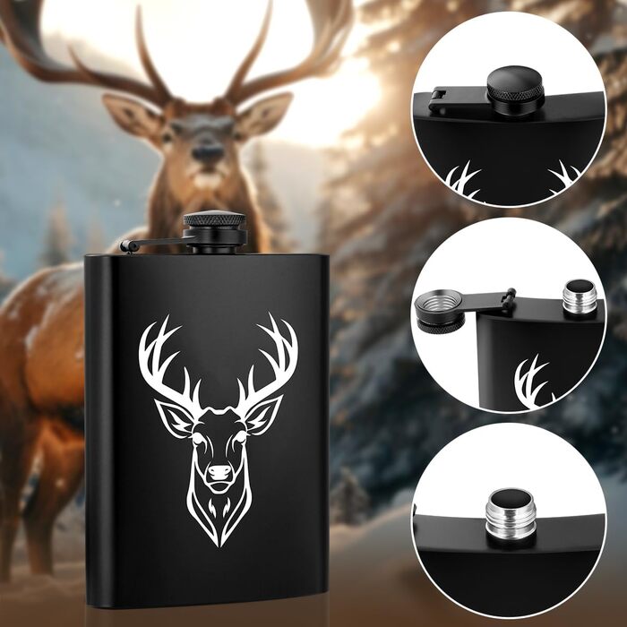 Фляга туристична 237мл з нержавіючої сталі, з воронкою та листівкою, у подарунковій коробці, для кемпінгу, піших прогулянок та активного відпочинку (дизайн 