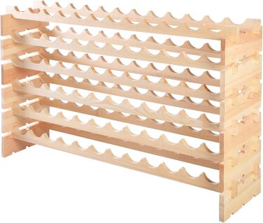 GIANTEX Stackable Wine Rack, Wooden Bottle Rack for 72 Bottles, Wine Cabinet Wine Stand with 6 Tiers, Modular Bottle Holder for Kitchen Bar, Wooden Shelf 119 x 29 x 72 cm, Natural Wood Color