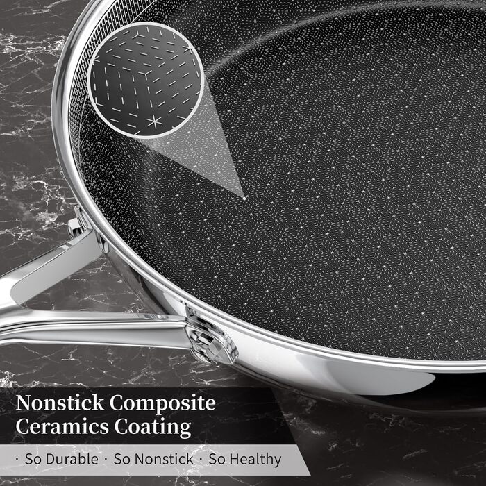 Сковорода керамічна Innerwell 28 см з нержавіючої сталі, антипригарна, без PFAS/PFOA/PTFE, для індукційних, газових та електричних плит, придатна для духовки та посудомийної машини