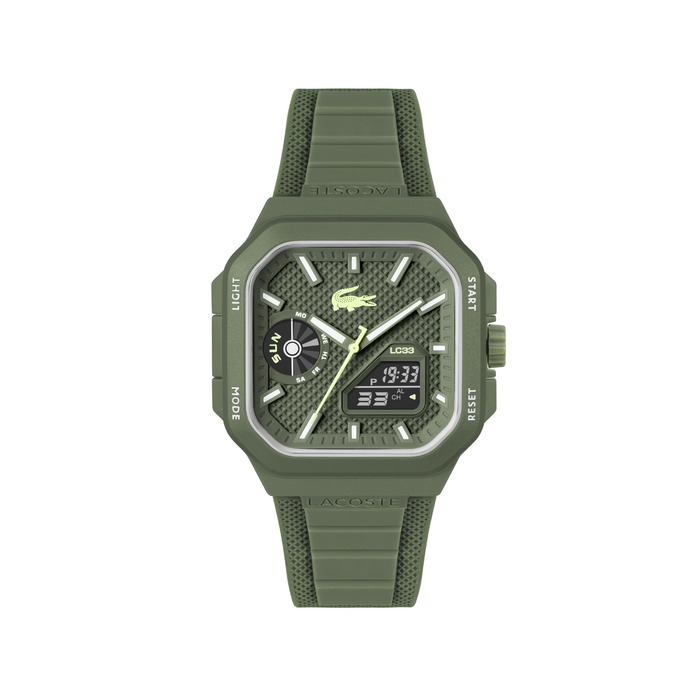 Годинник Lacoste LC33 Square силіконовий, зелений - кварцовий механізм