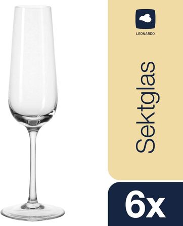 Набір келихів для шампанського Leonardo Tivoli, 6 шт. - келих для шампанського з витягнутим ніжкою, 23 см, 210 мл, 020962