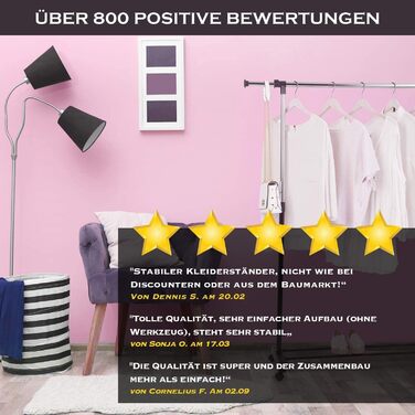 HELDENWERK Clothes Rail with Wheels - Coat Rack Stand, Stable and Load-Bearing - Extendable Clothes Rail