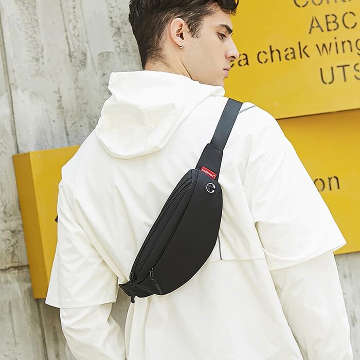 Чоловіча та жіноча поясна сумка-рюкзак, водонепроникна, для спорту та подорожей (чорна)