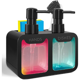 Набір диспенсерів для кухні: дозатор миючого засобу та мила, тримач для губки та щітки - 4 в 1 для раковини