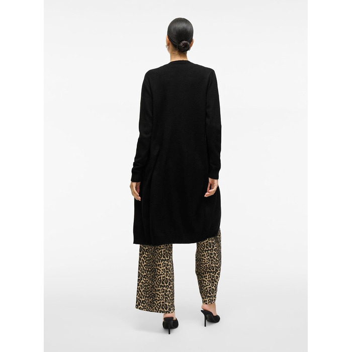 Жіночий кардиган Vila Viril Longline XXL чорний (Black) - в'язаний подовжений жакет