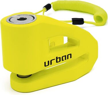 Протикрадіжний замок URBAN UR208Y для мотоцикла, велосипеда, самоката, скутера з нагадувальним тросом, 10 мм, жовтий