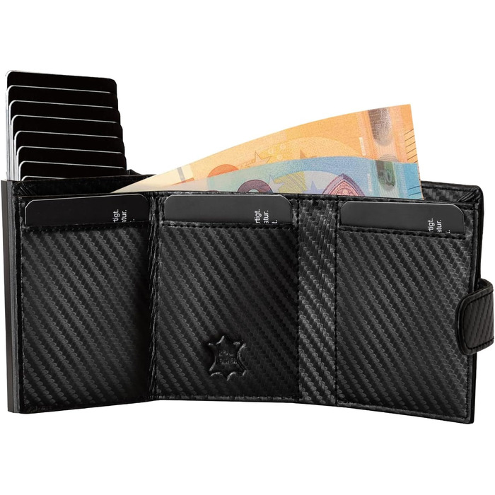 Чохол-органайзер для карток Volmer® POP-UP з відділенням для монет з натуральної шкіри | RFID захист | для чоловіків та жінок | Hunter Green (Зелений) (Zip Carbon)