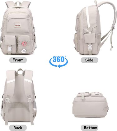 Makukke Rucksack Women's - School Backpack Girls Teenagers, Cute Anime Bookbag Women Casual Daypack Anti-Theft Backpacks for University Travel Leisure Work (Gray)